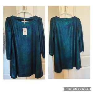 Free people blue combo metallic dress